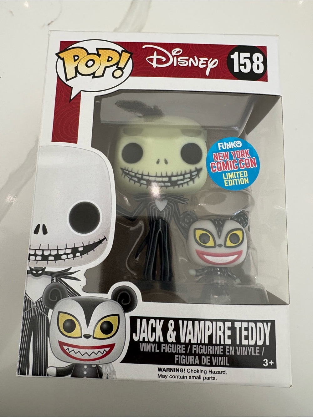 NWT Funko Pop! Disney Jack Skellington and Vampire Teddy #158 NYCC Exclusive